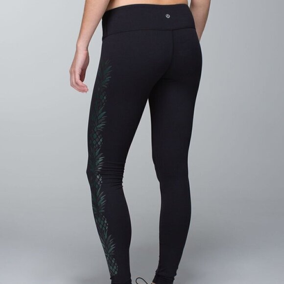 Lululemon Wunder Under Pant *Full-On Luon Pineapple Print Leggings Size 8 - Picture 1 of 8